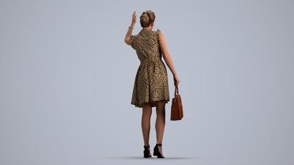 realistic 3D people woman casual standing, render-ready for V-Ray and Corona, FBX OBJ, front view render