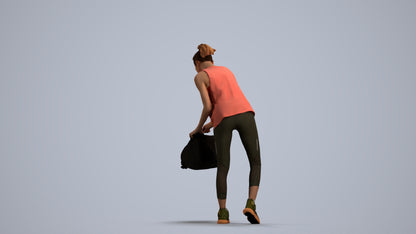 3D human model woman sport, photogrammetry scanned person for archviz, front view render
