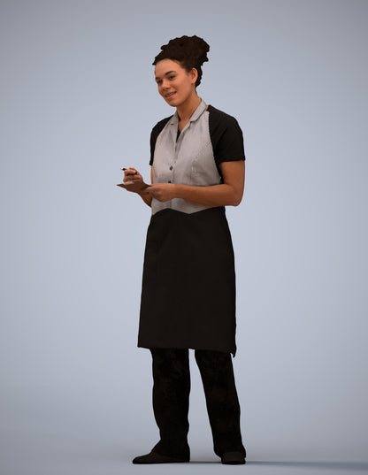 realistic 3D people woman hospitality, render-ready for V-Ray and Corona, FBX OBJ