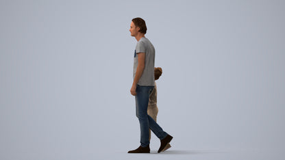 photogrammetry 3D girl casual standing, realistic human model archviz FBX, three-quarter view render