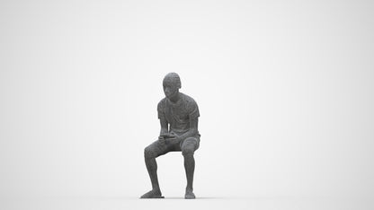 3D human model boy casual kids, photogrammetry scanned person for archviz, wireframe back view