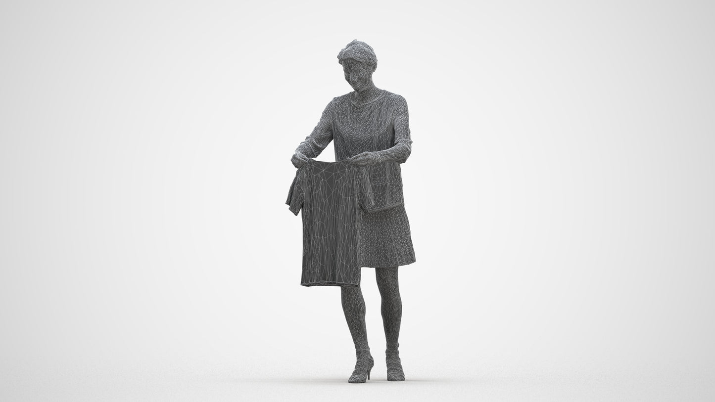 3D scanned woman bathroom casual, photorealistic archviz people for Enscape and SketchUp, three-quarter front view render