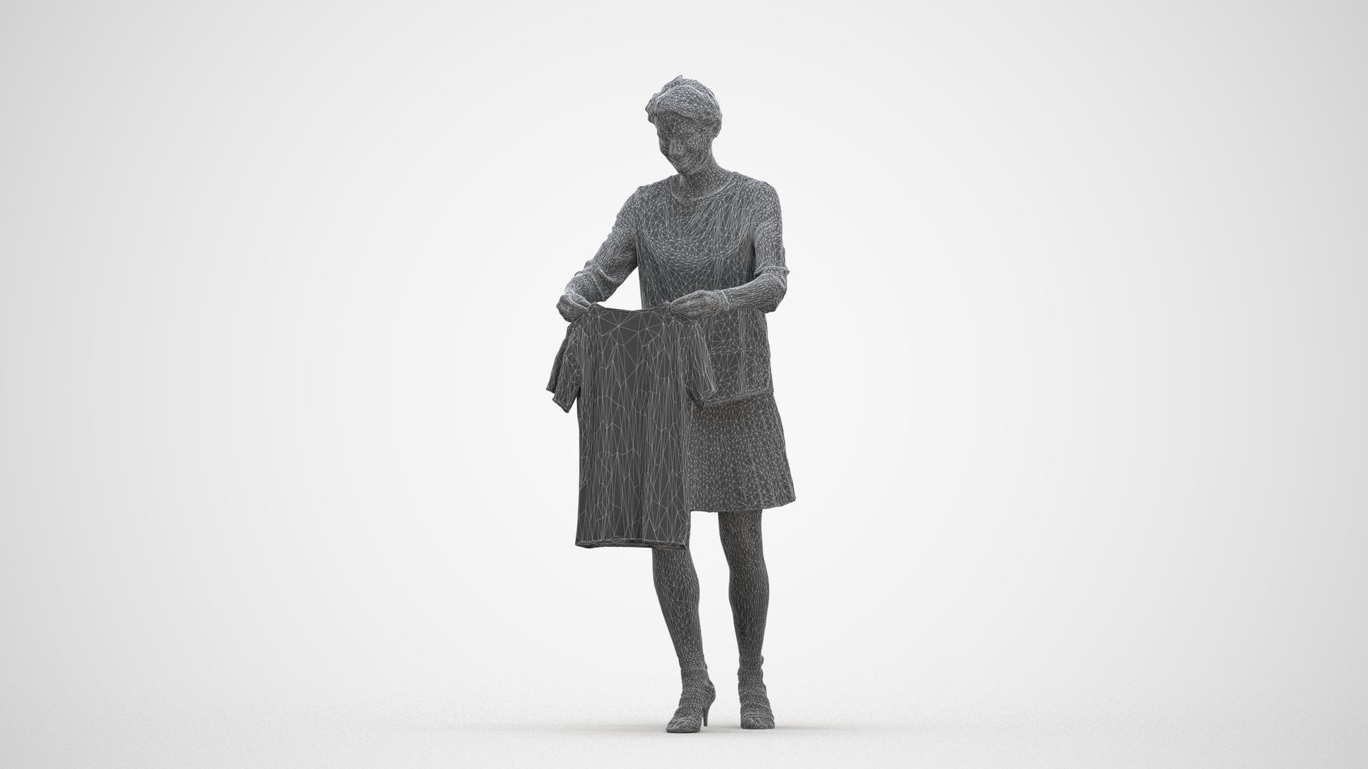 3D scanned woman bathroom casual, photorealistic archviz people for Enscape and SketchUp, three-quarter front view render