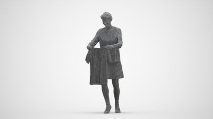 3D scanned woman bathroom casual, photorealistic archviz people for Enscape and SketchUp, three-quarter front view render