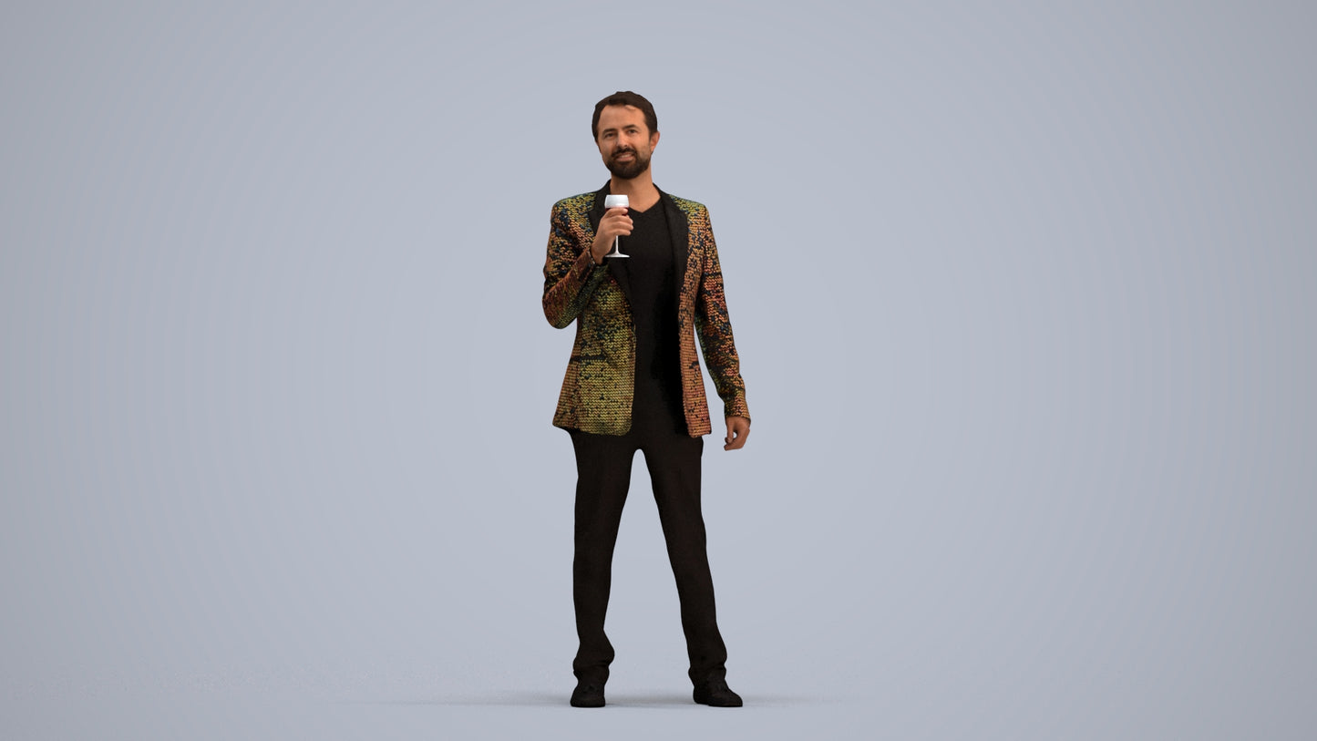 scanned 3D man formal formalaffairs, photogrammetry people for Enscape and V-Ray, standing pose render