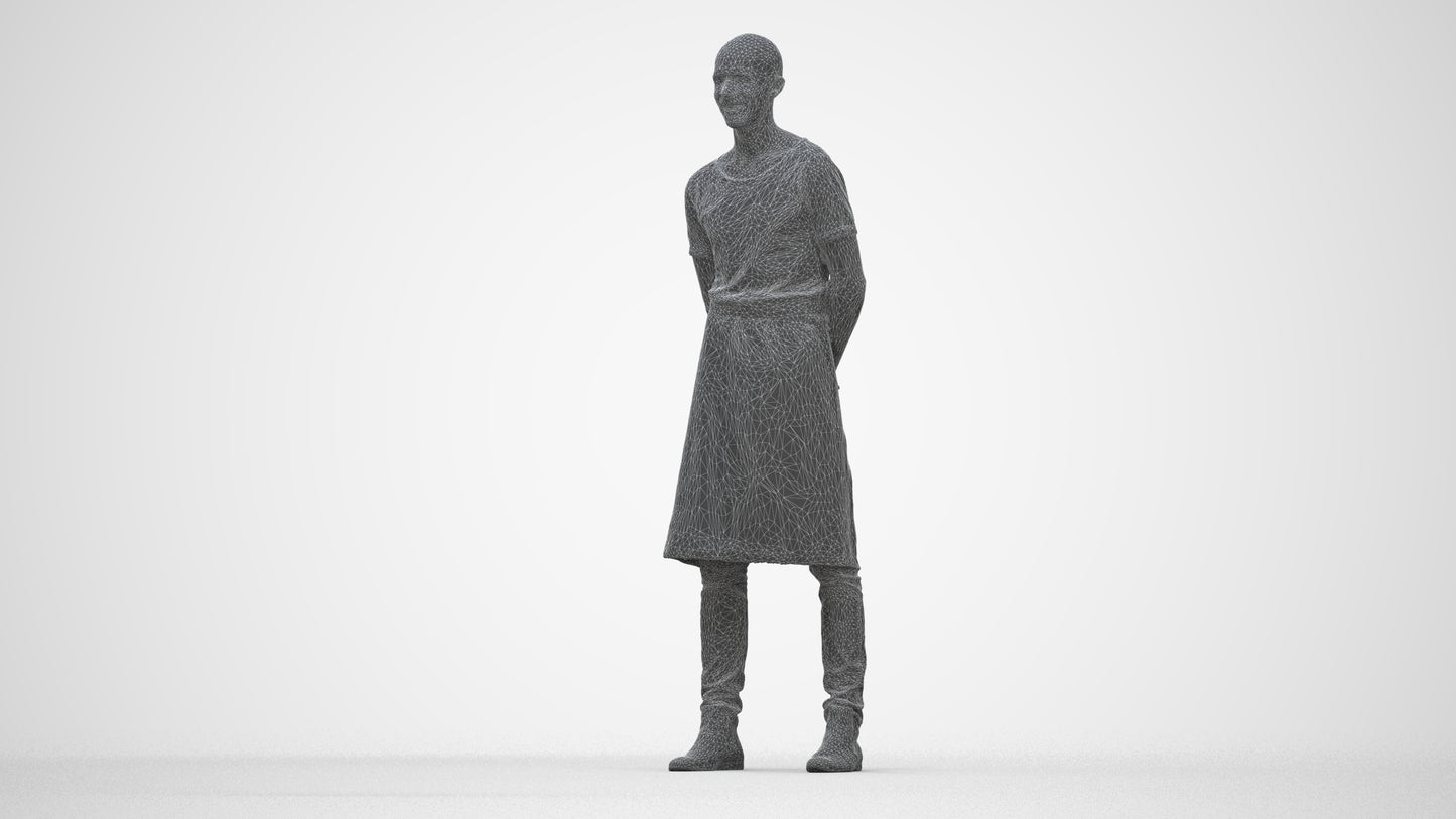 realistic 3D man hospitality, scanned archviz people for Blender and 3ds Max, wireframe back view