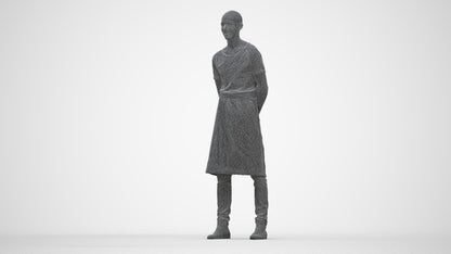 realistic 3D man hospitality, scanned archviz people for Blender and 3ds Max, wireframe back view