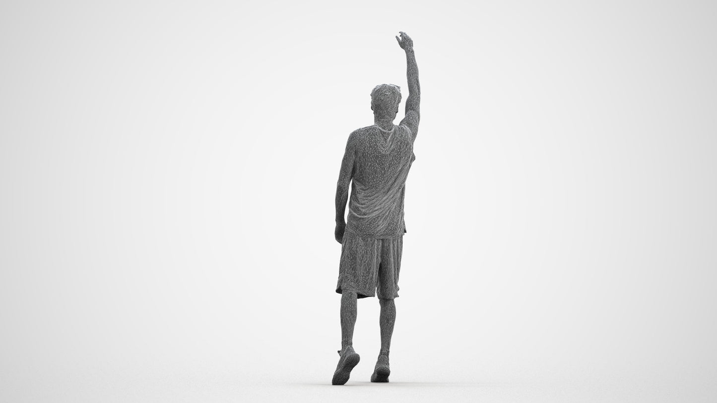 realistic 3D man sport, scanned archviz people for Blender and 3ds Max, wireframe front view