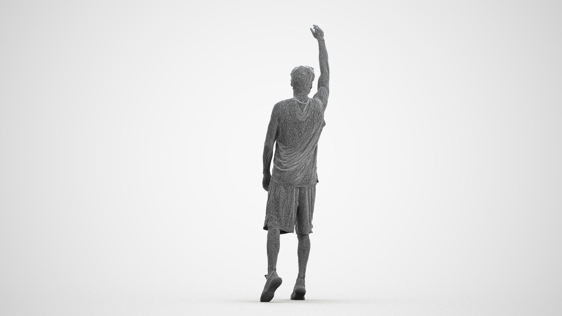 realistic 3D man sport, scanned archviz people for Blender and 3ds Max, wireframe front view