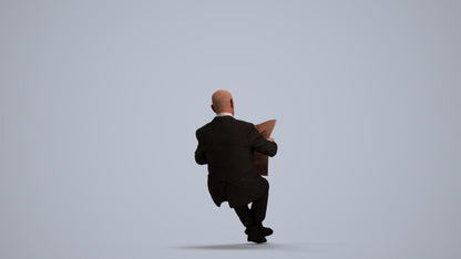 realistic 3D people senior man business sitting, render-ready for V-Ray and Corona, FBX OBJ, front view render