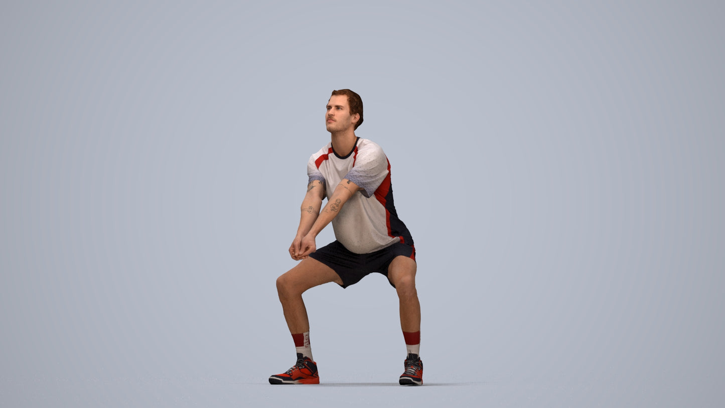 3D people model man sport, scanned human for 3ds Max rendering, top-down view render