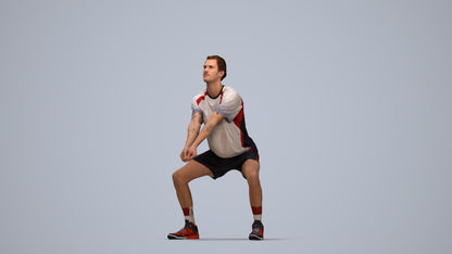 3D people model man sport, scanned human for 3ds Max rendering, top-down view render