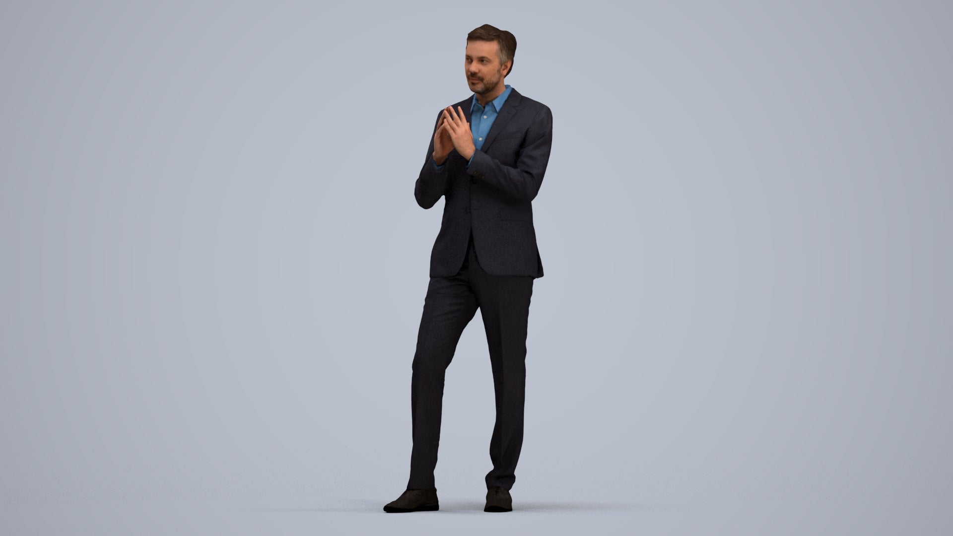 realistic 3D human man business, archviz people FBX OBJ for Blender, standing pose render