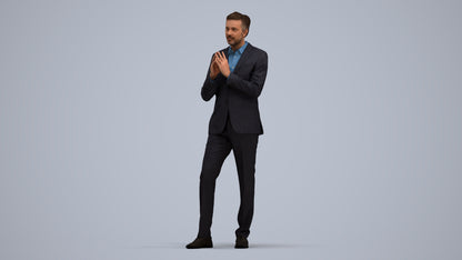 realistic 3D human man business, archviz people FBX OBJ for Blender, standing pose render