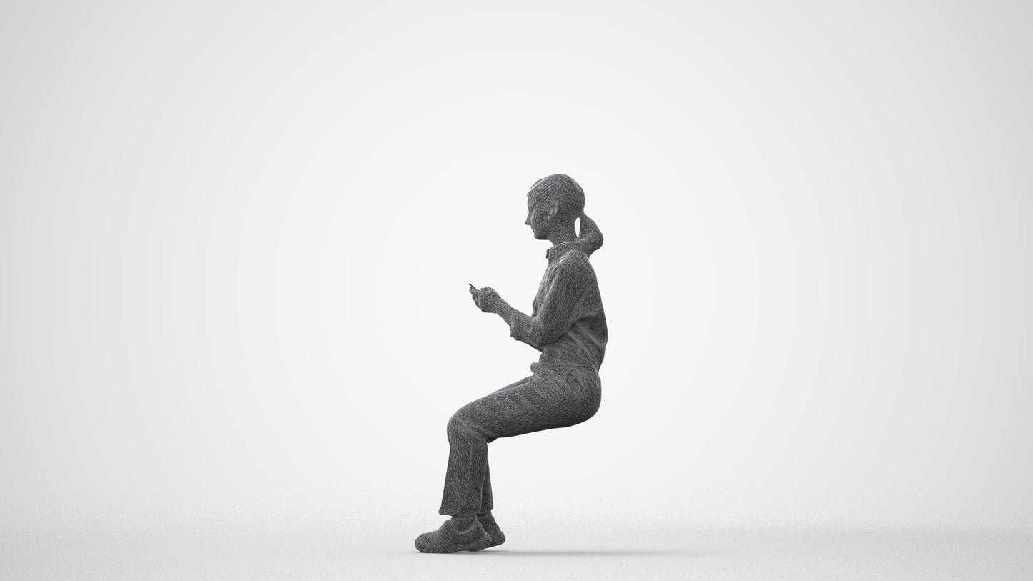 3D people model girl business kids, scanned human for 3ds Max rendering, square thumbnail