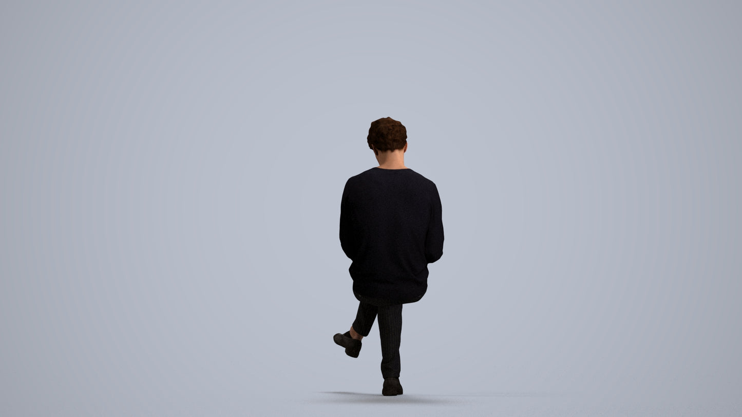 realistic 3D people man casual sitting, render-ready for V-Ray and Corona, FBX OBJ, front view render