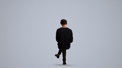 realistic 3D people man casual sitting, render-ready for V-Ray and Corona, FBX OBJ, front view render