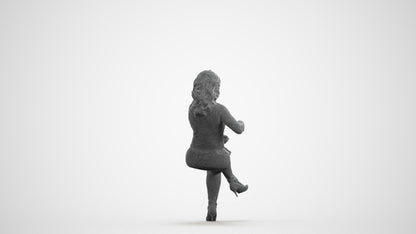 realistic 3D human woman casual sitting, archviz people FBX OBJ for Blender, wireframe front view
