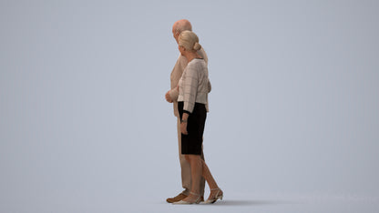 realistic 3D human senior woman business kids, archviz people FBX OBJ for Blender, three-quarter view render