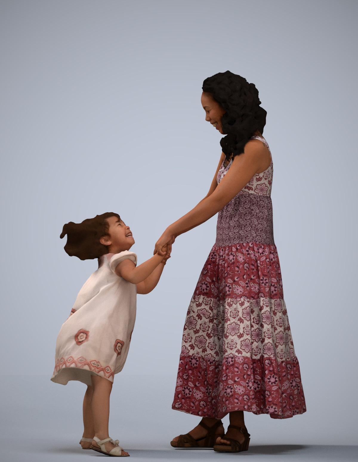 3D scanned girl kids casual, photorealistic archviz people for Enscape and SketchUp