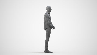 realistic 3D people man casual standing, render-ready for V-Ray and Corona, FBX OBJ, wireframe side view