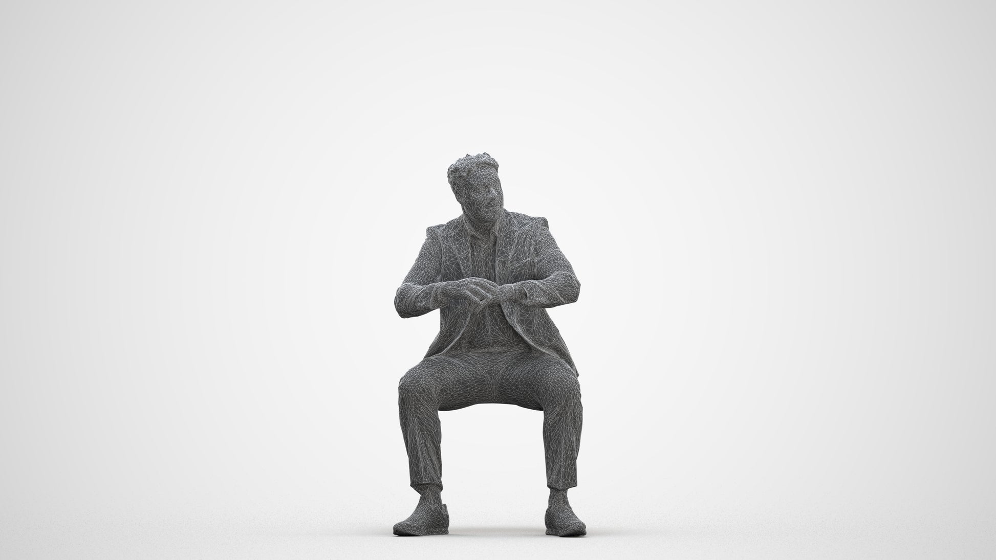 3D people model man business, scanned human for 3ds Max rendering, three-quarter front view render