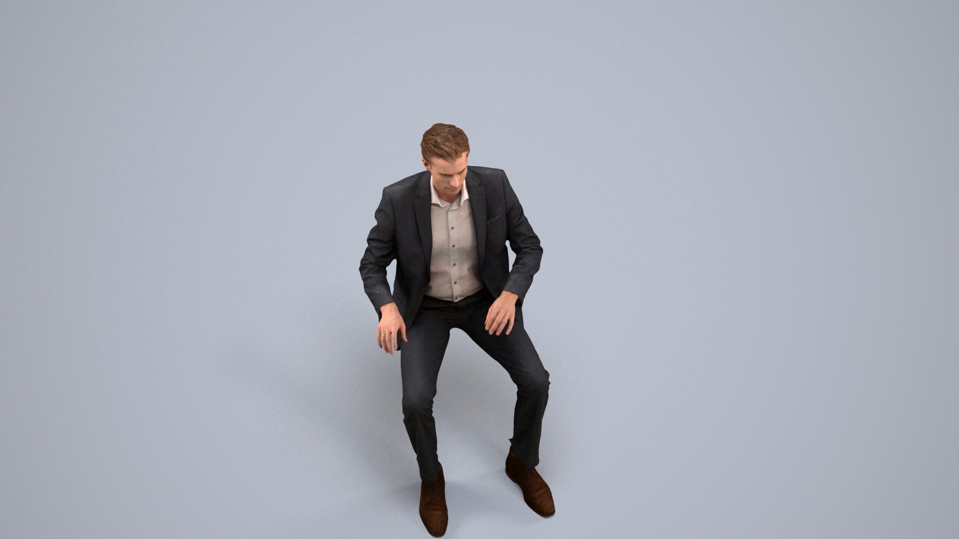 3D scanned man business, photorealistic archviz people for Enscape and SketchUp, back view render