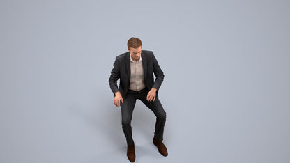 3D scanned man business, photorealistic archviz people for Enscape and SketchUp, back view render