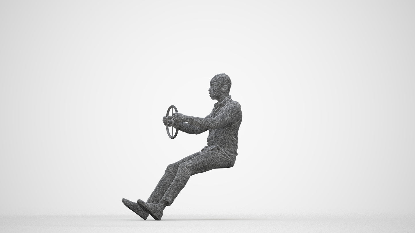 photogrammetry 3D boy casual driving, realistic human model archviz FBX, wireframe back view