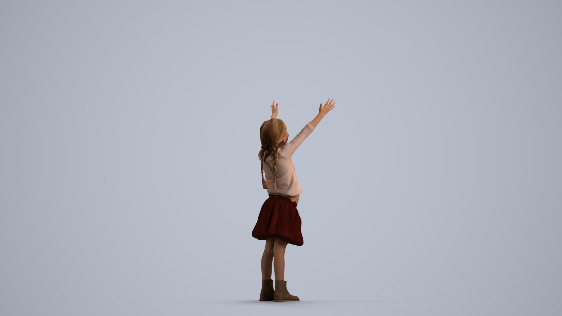 3D scanned girl kids casual, photorealistic archviz people for Enscape and SketchUp, front view render