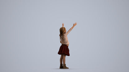 3D scanned girl kids casual, photorealistic archviz people for Enscape and SketchUp, front view render