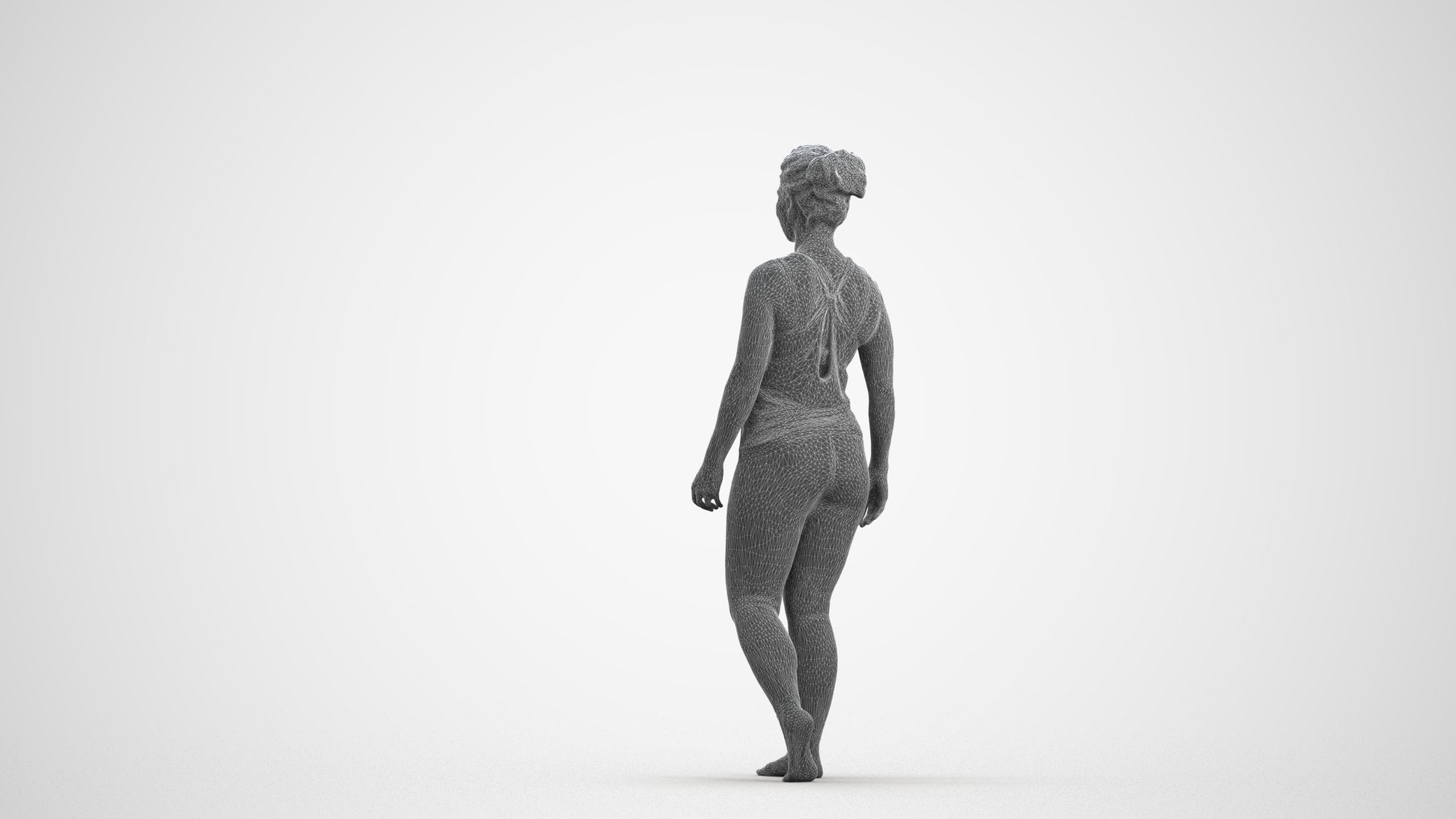 realistic 3D people woman sport, render-ready for V-Ray and Corona, FBX OBJ, wireframe front view