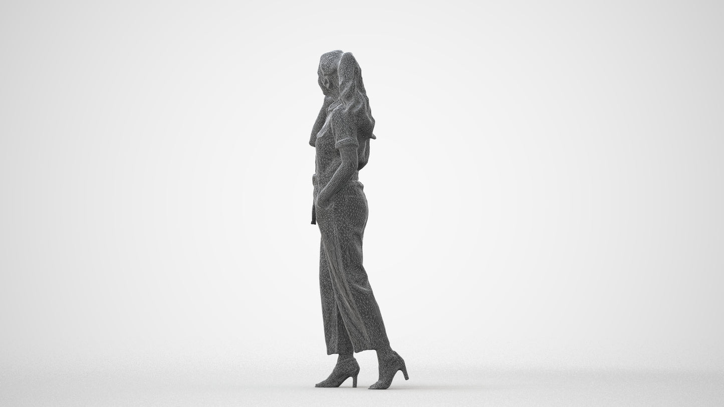 scanned 3D woman formal walking, photogrammetry people for Enscape and V-Ray, square thumbnail