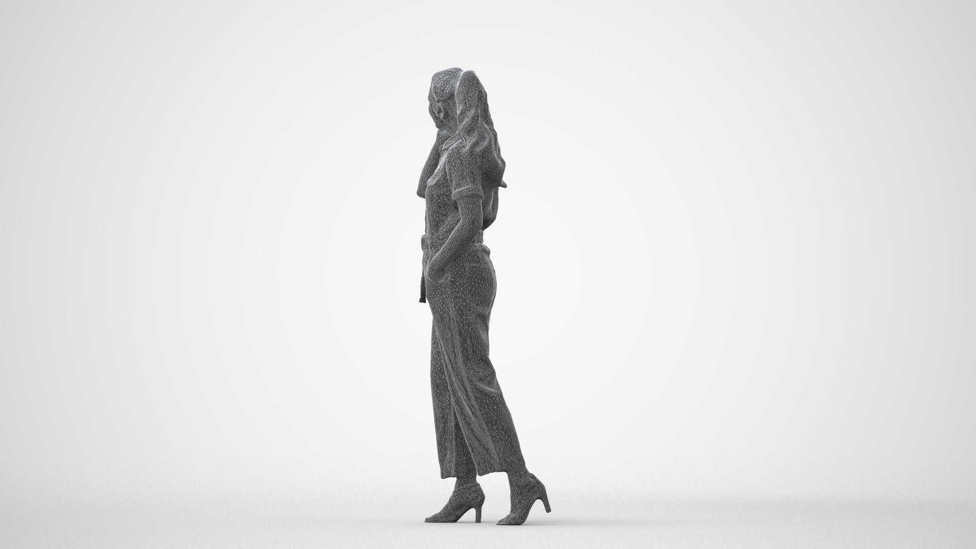 scanned 3D woman formal walking, photogrammetry people for Enscape and V-Ray, square thumbnail