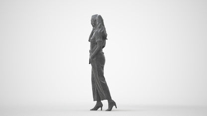 scanned 3D woman formal walking, photogrammetry people for Enscape and V-Ray, square thumbnail