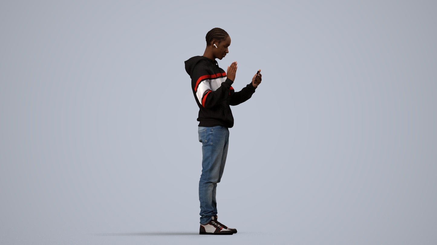realistic 3D people boy casual kids, render-ready for V-Ray and Corona, FBX OBJ, side view render