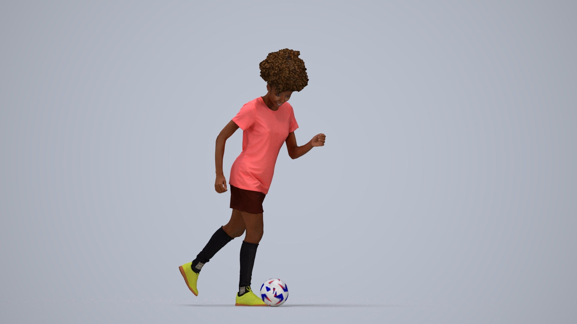 3D people model woman sport, scanned human for 3ds Max rendering, top-down view render
