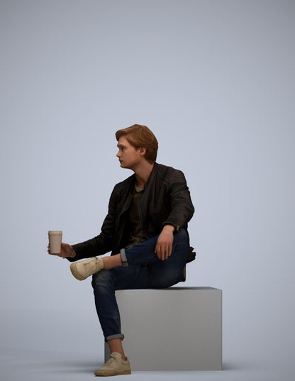 realistic 3D people man casual sitting, render-ready for V-Ray and Corona, FBX OBJ