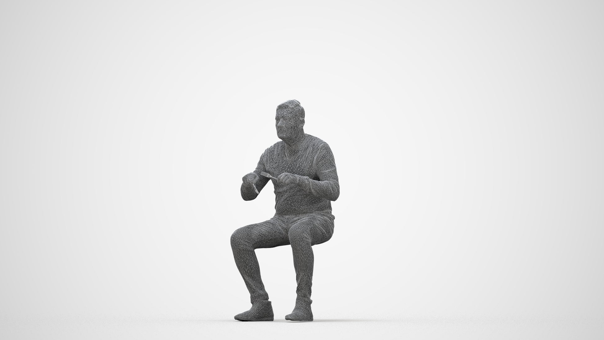 photogrammetry 3D man casual business, realistic human model archviz FBX, wireframe back view