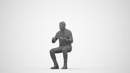 photogrammetry 3D man casual business, realistic human model archviz FBX, wireframe back view
