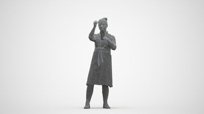 realistic 3D people woman hospitality, render-ready for V-Ray and Corona, FBX OBJ, three-quarter front view render