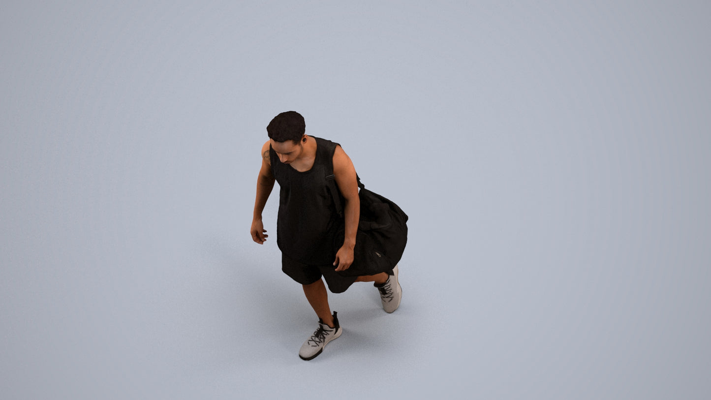 3D people model man sport, scanned human for 3ds Max rendering, back view render