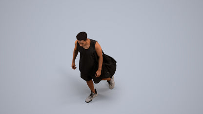 3D people model man sport, scanned human for 3ds Max rendering, back view render