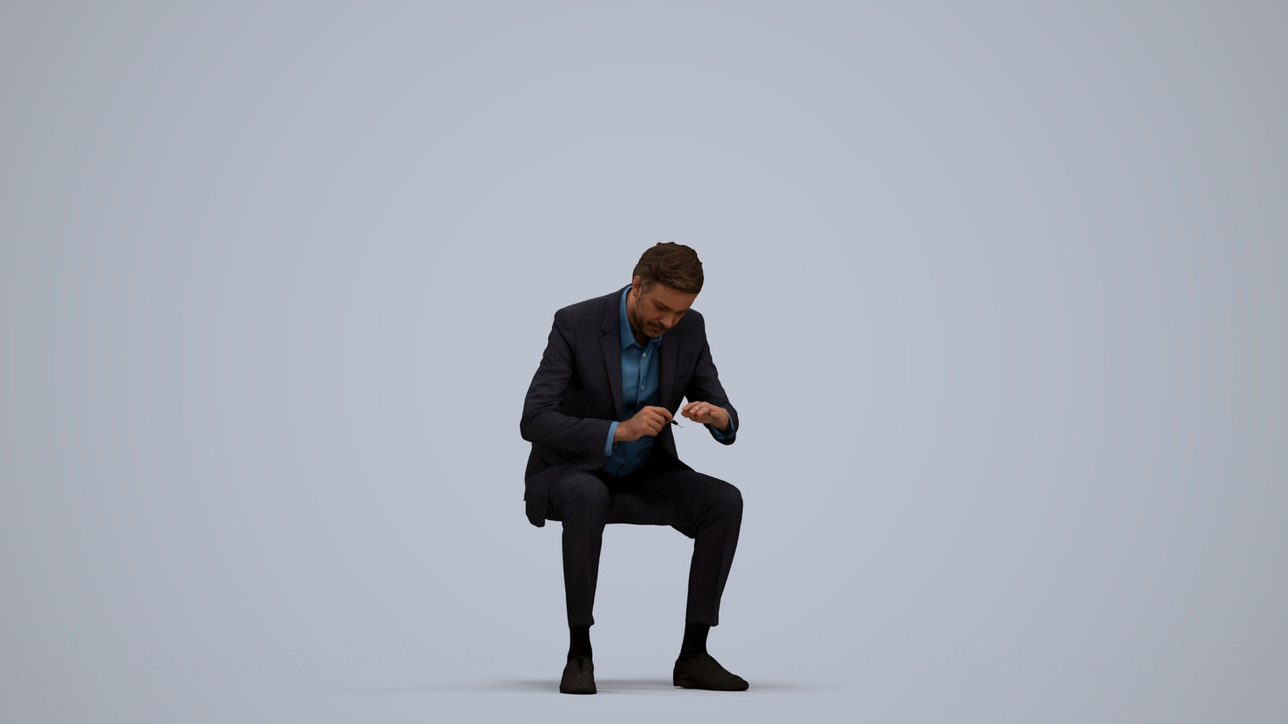 3D people model man business, scanned human for 3ds Max rendering, standing pose render