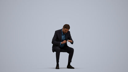 3D people model man business, scanned human for 3ds Max rendering, standing pose render
