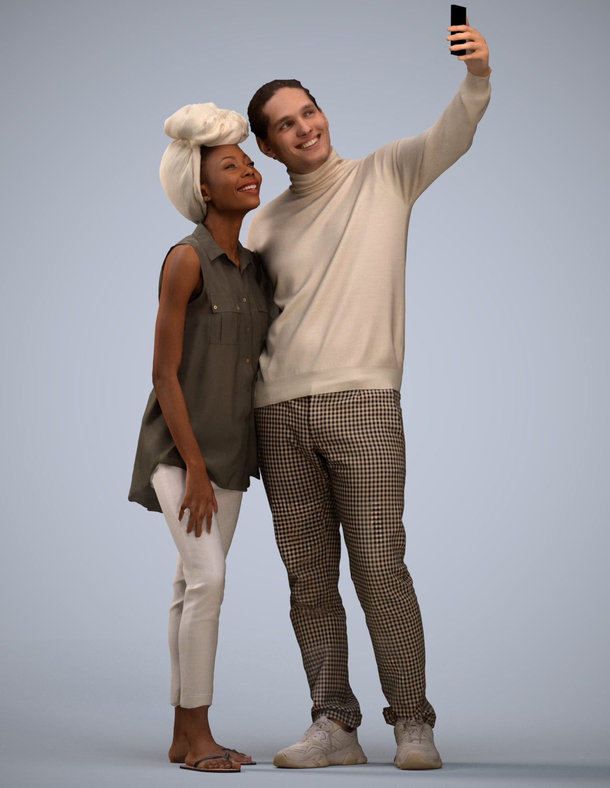 scanned 3D woman casual standing, photogrammetry people for Enscape and V-Ray