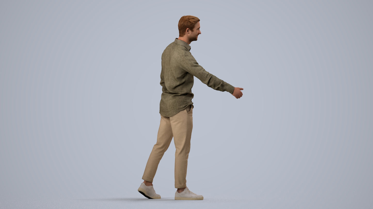 realistic 3D people man casual mix, render-ready for V-Ray and Corona, FBX OBJ, side view render