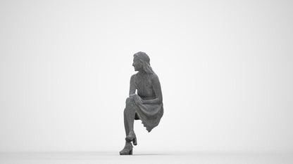 realistic 3D people woman formal sitting, render-ready for V-Ray and Corona, FBX OBJ, wireframe back view