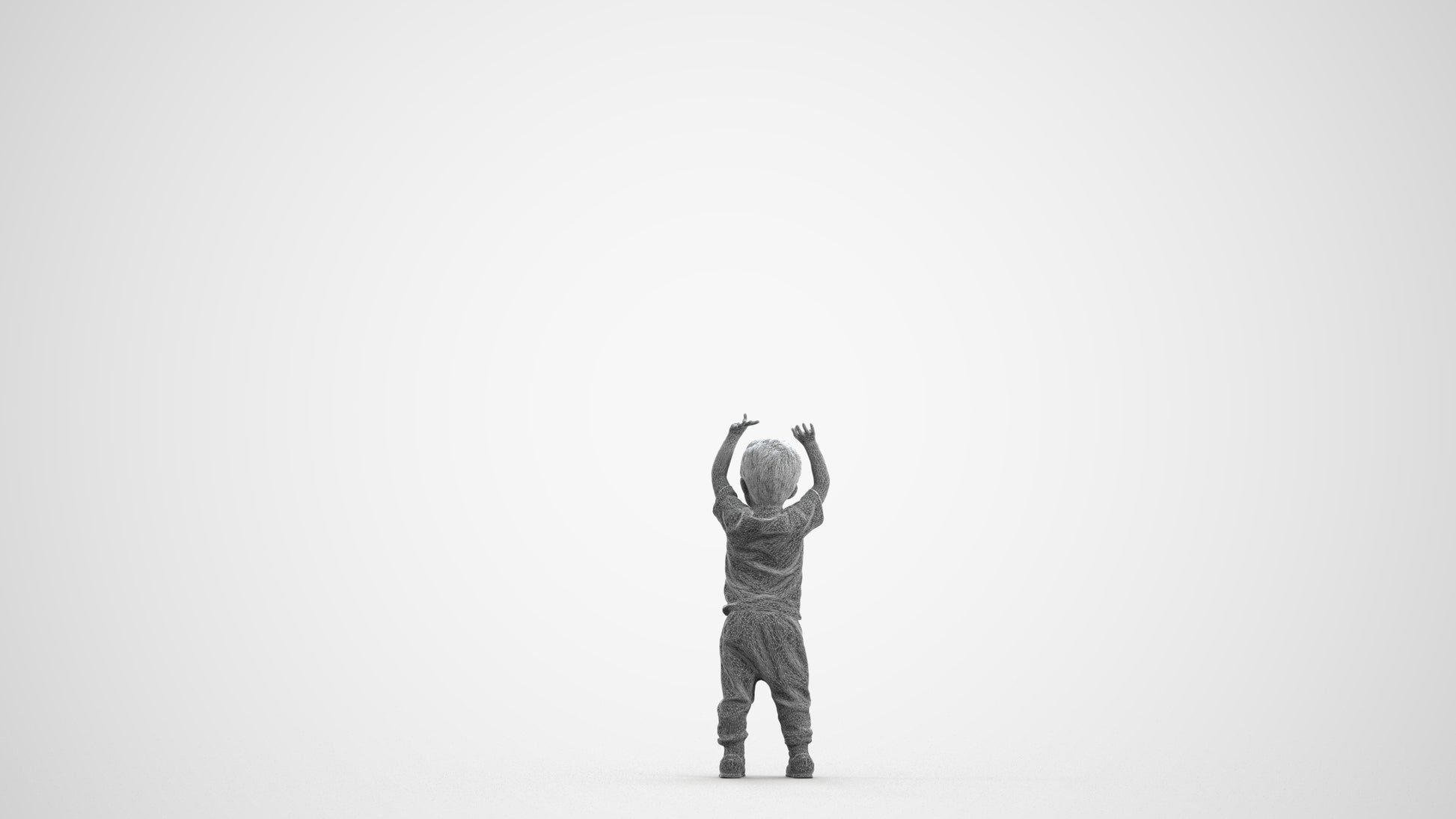 3D people model boy casual kids, scanned human for 3ds Max rendering, wireframe front view