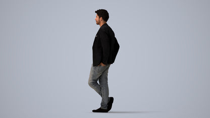 realistic 3D people man casual standing, render-ready for V-Ray and Corona, FBX OBJ, three-quarter view render